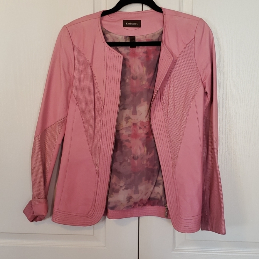 Danier genuine leather pink jacket
